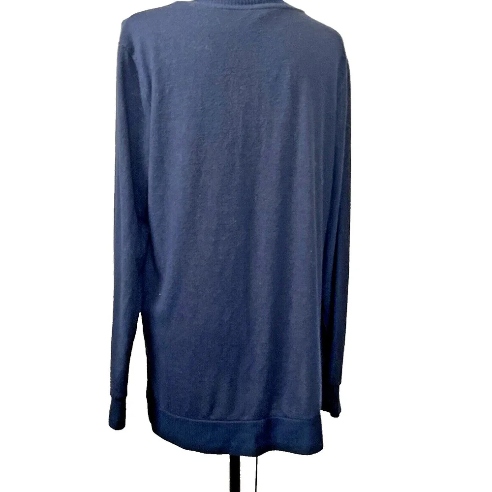 Lucky Brand Women's Relaxed Crew Neck Pullover Sweater Navy Blue Cozy Knit M